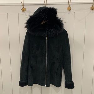 Duck Sport 100% genuine shearling fur hooded coat